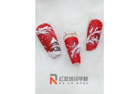 海口學(xué)美甲_紅妝培訓學(xué)校寒梅映雪(xuě)主題美甲作(zuò)品